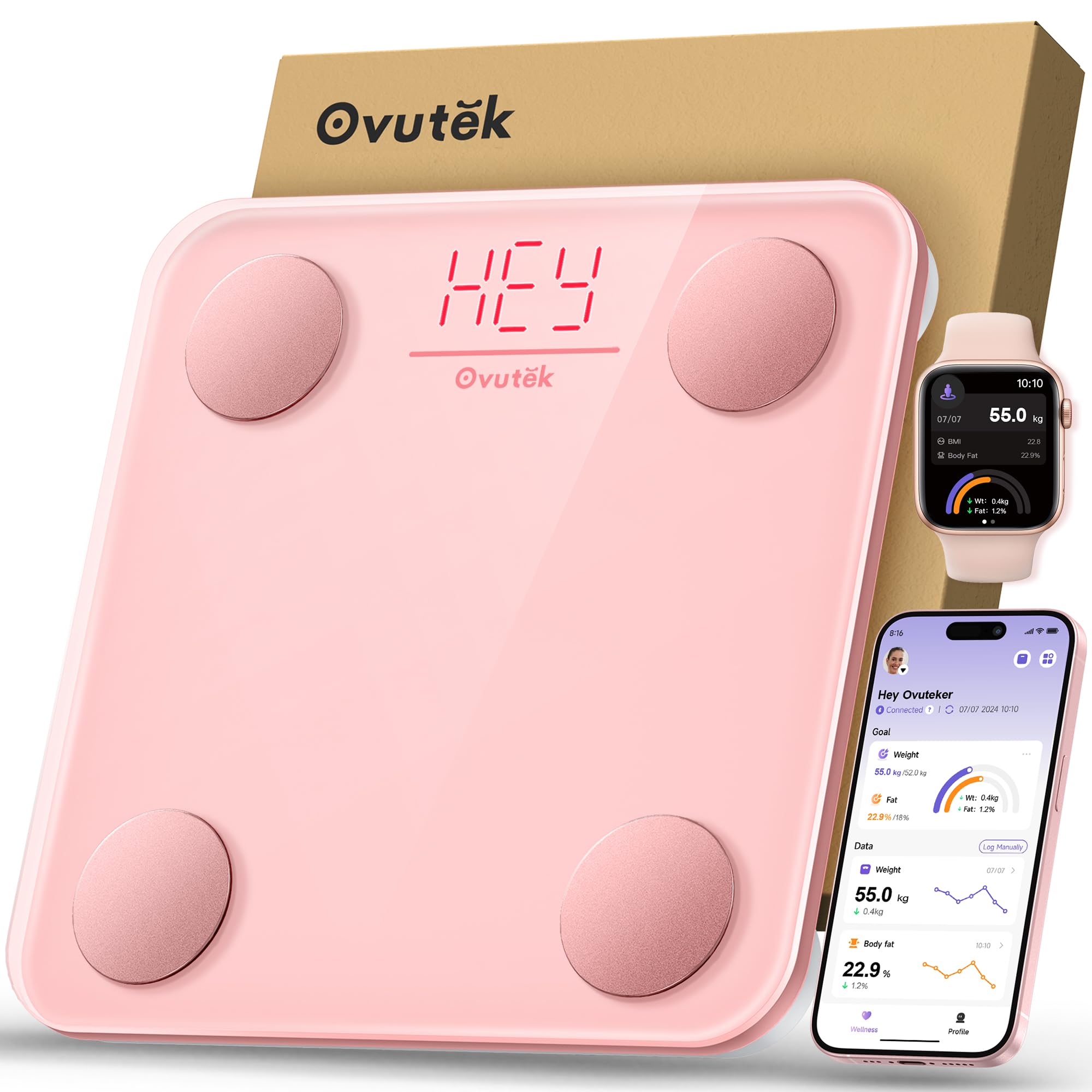 ovutek-scales-personenwaage-digital-hellrosa-mit-app-k-rperfett image 1
