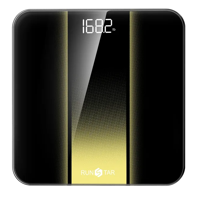runstar-d400-personenwaage-schwarz-gold-digital-180-kg image 1