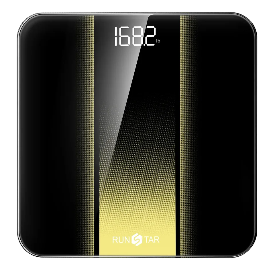 runstar-d400-personenwaage-schwarz-gold-digital-180-kg image 1